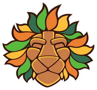 The Dutch-Smart mascot, a lion with a mane of leaves